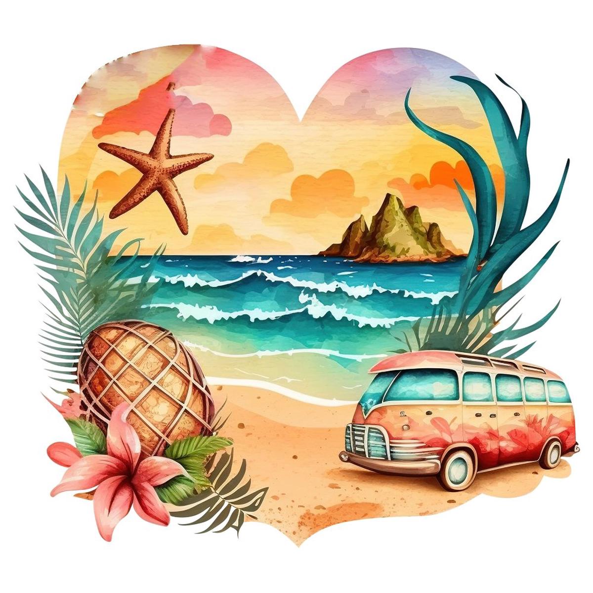hawaii-beach-heart-3-fabric-panel