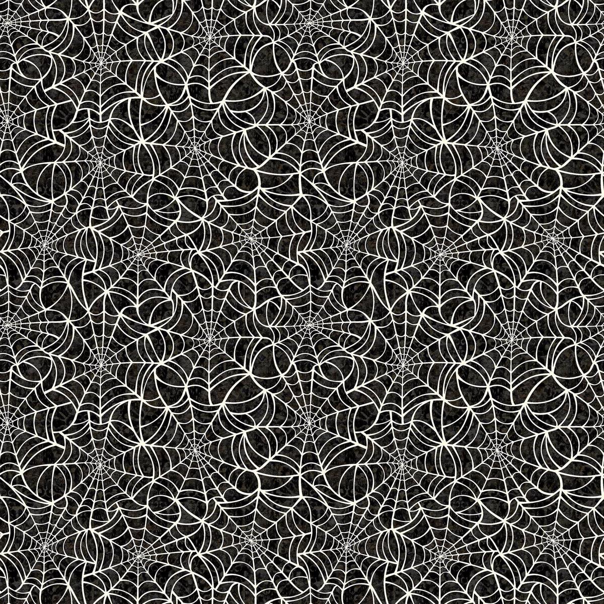 2-yard-18-end-of-bolt-sale-creepsville-spiderweb-wideback-30206-charcoal-k-qt-fabrics-108-webs-quilting-cotton-fabric