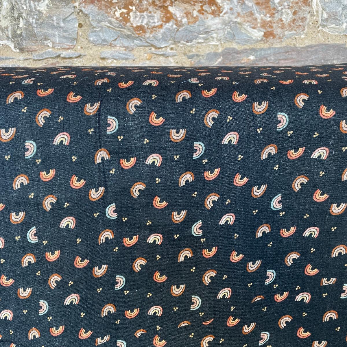 rainbow-organic-double-gauze-navy-fabric-by-poppy