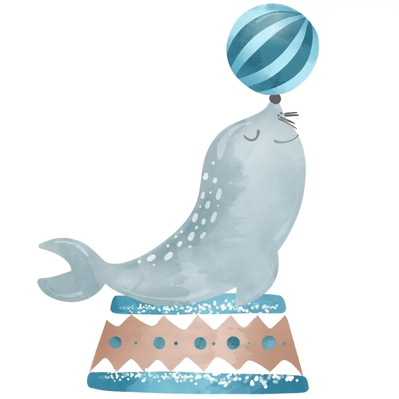 watercolor-circus-blue-seal-fabric-panel