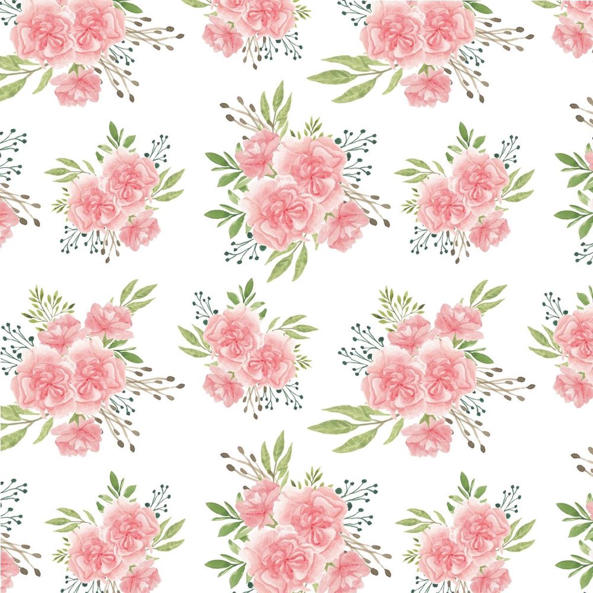 watercolor-carnation-bouquet-fabric-pink