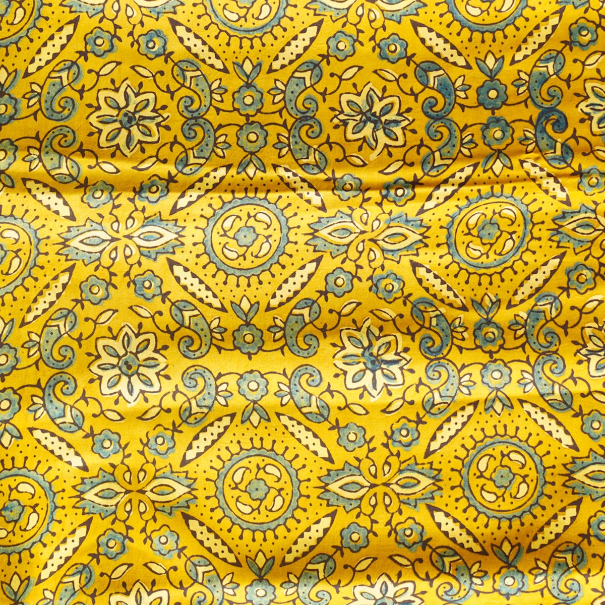 modal-silk-yellow-with-brown-and-blue-kari-flower-jaal-design-fabric