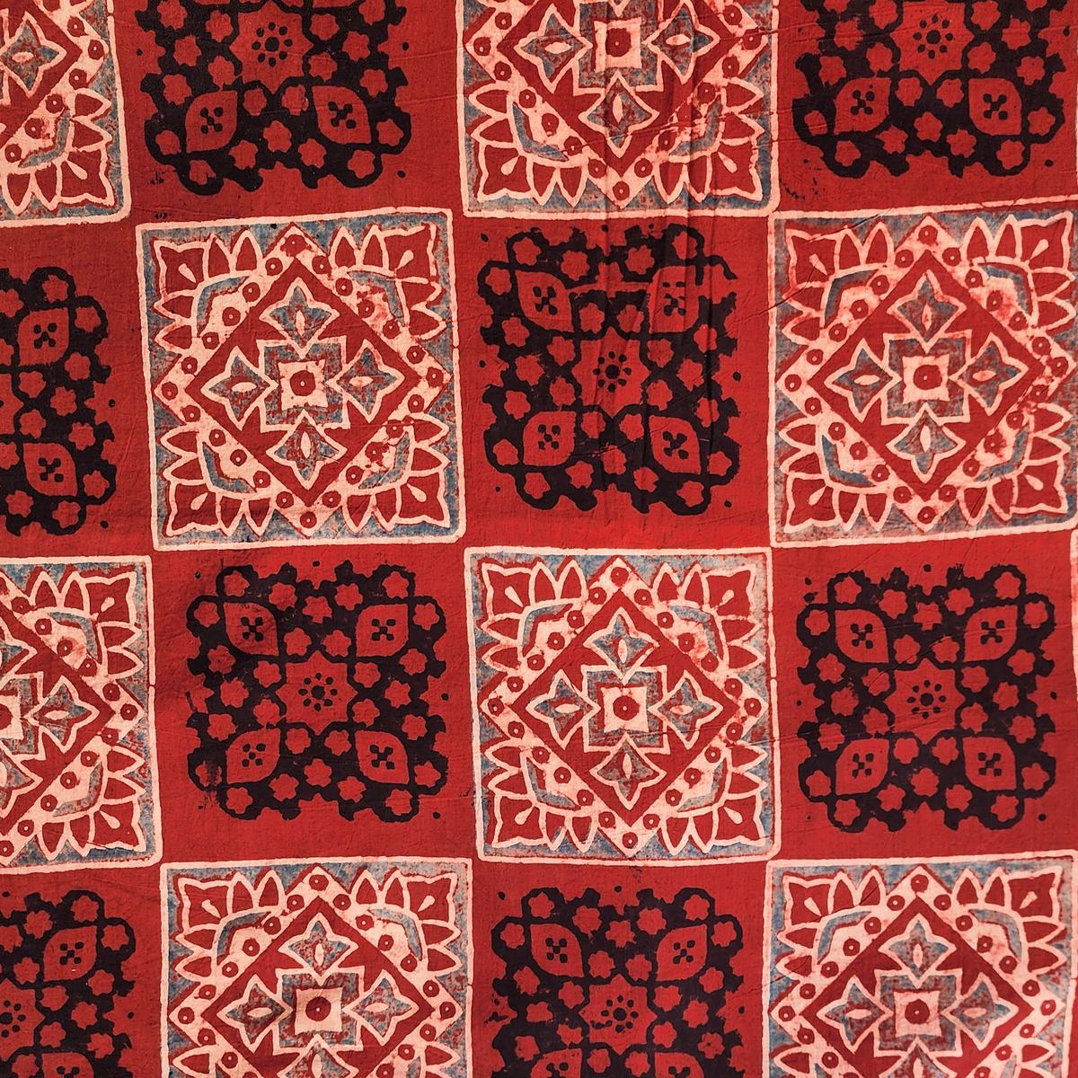 pure-cotton-gad-ajrak-red-with-rust-blue-square-mandala-design-hand-block-print-fabric