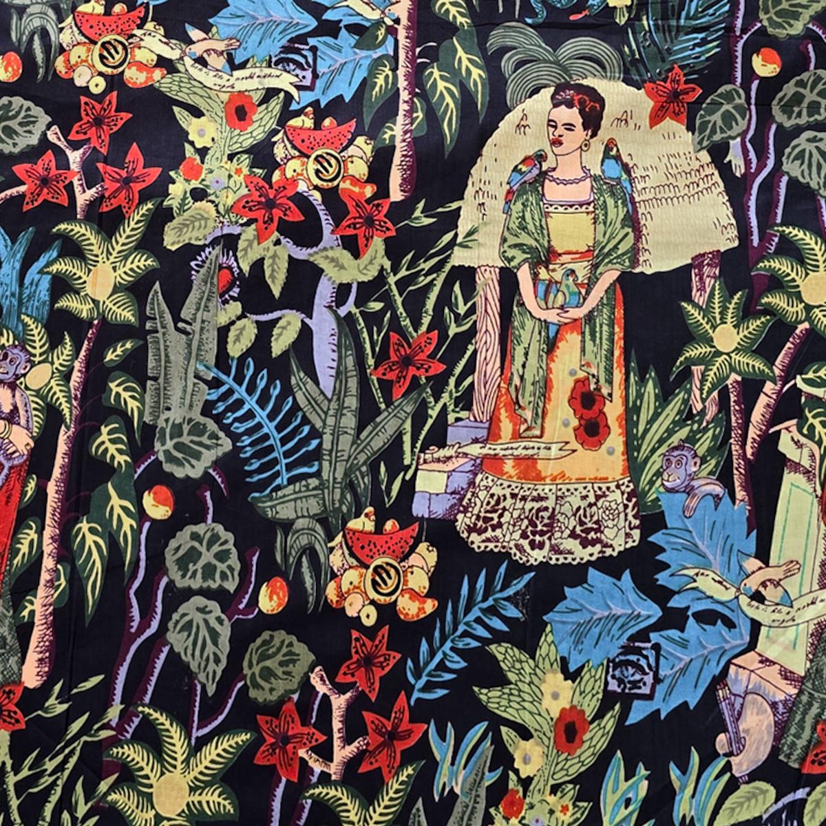 pure-cotton-screen-print-black-with-frida-s-garden-fabric