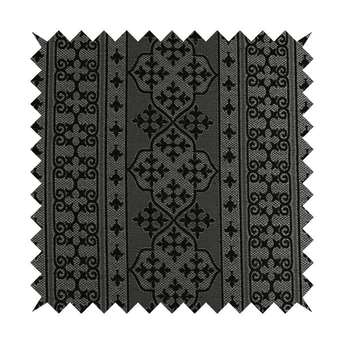 vegas-black-silver-shine-effect-striped-medallion-pattern-soft-chenille-upholstery-fabric-jo-581