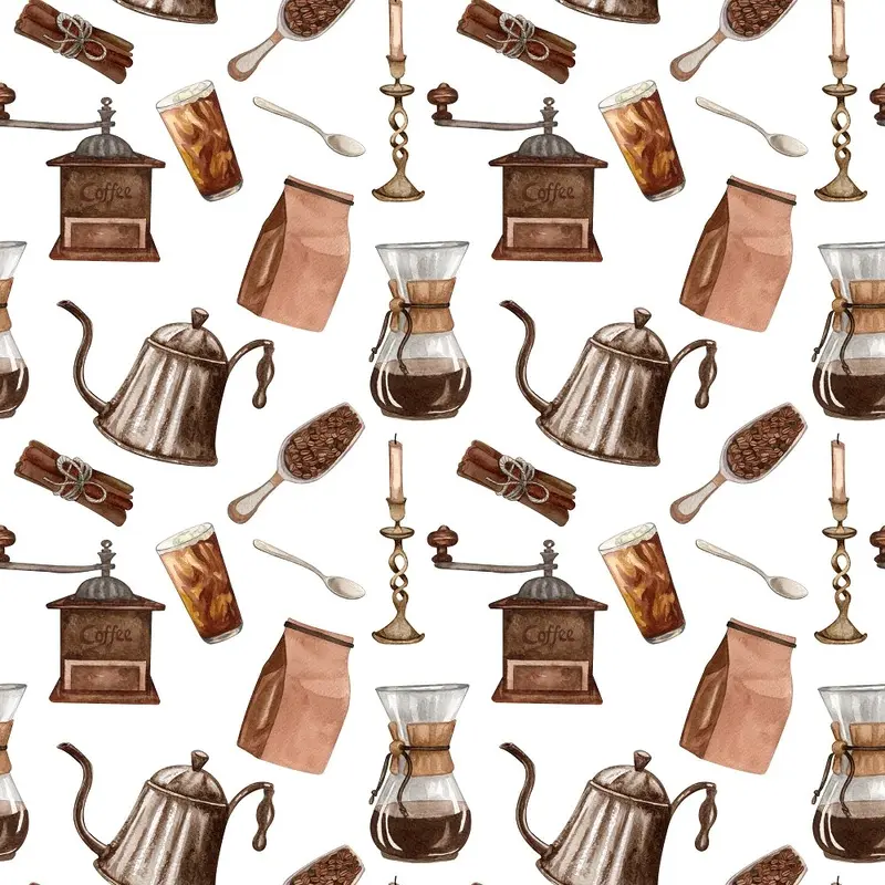vintage-coffee-elements-fabric-white