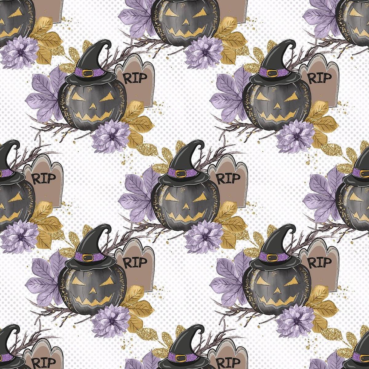 black-pumpkins-on-purple-dots-fabric-white