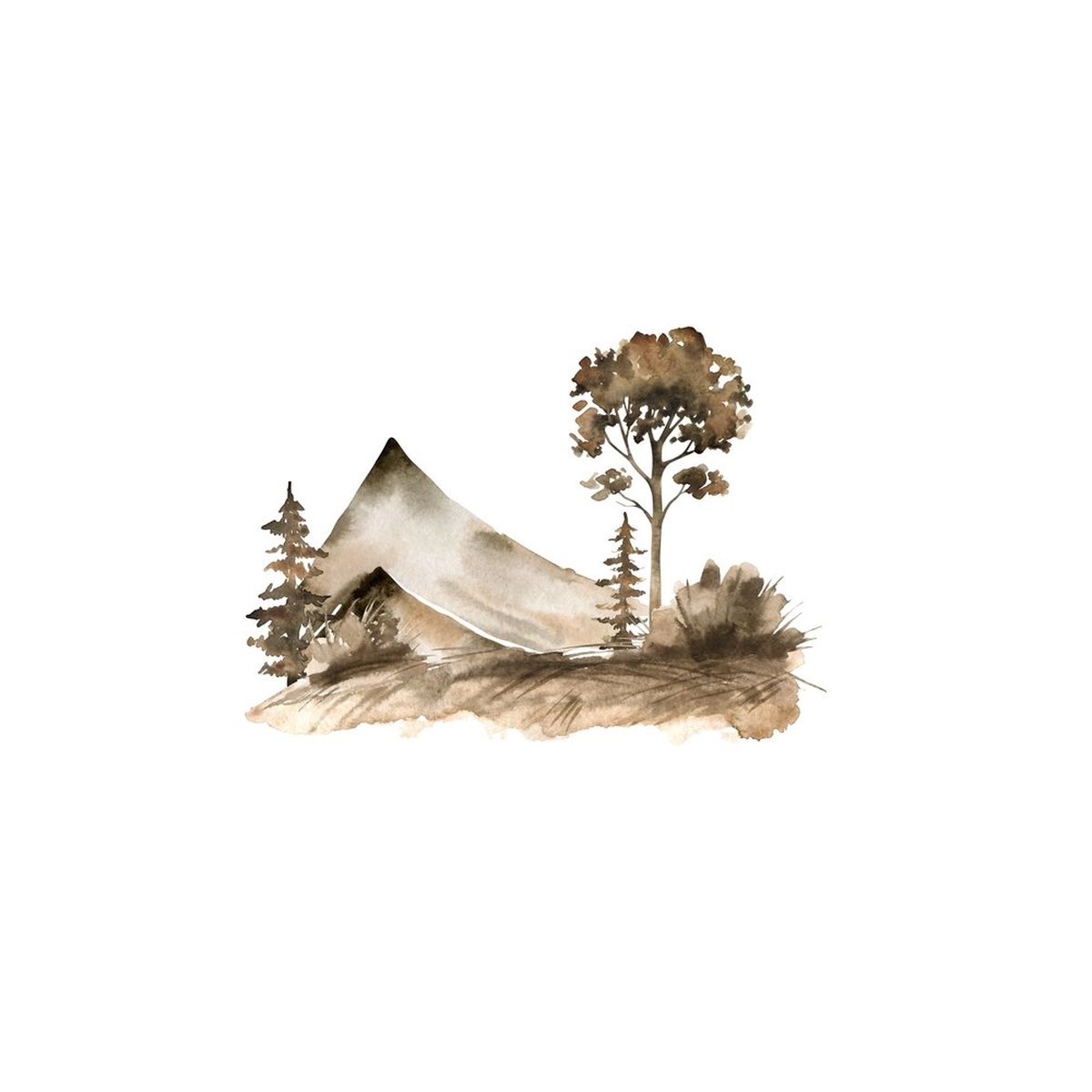 watercolor-forest-scene-fabric-panel