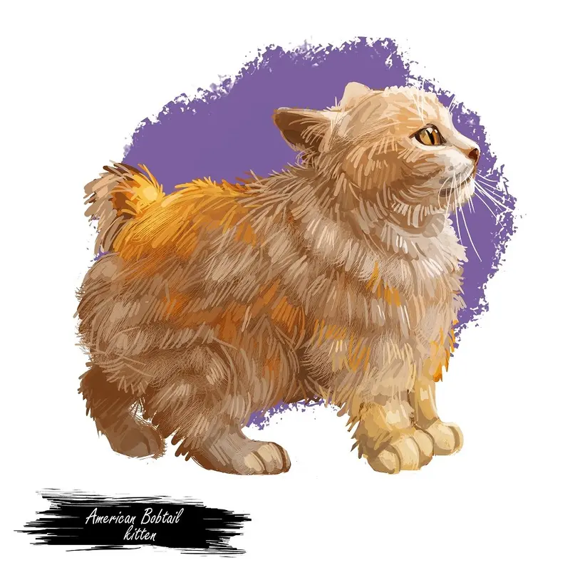 american-bobtail-kitten-portrait-fabric-panel