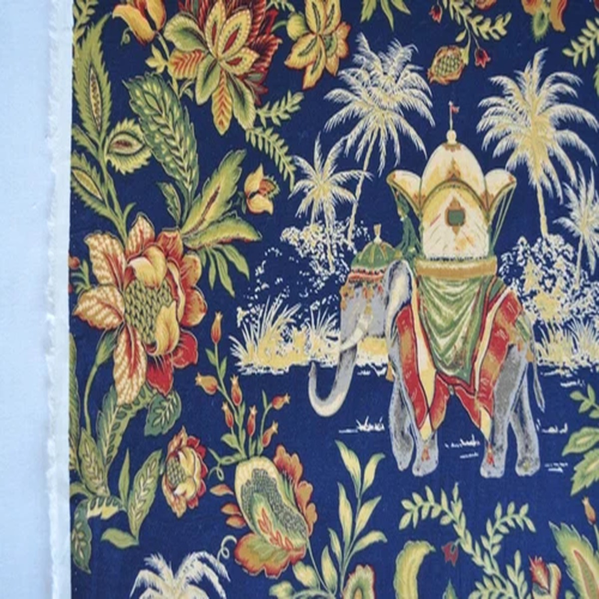 30-yds-avail-vintage-navy-gold-indienne-elephants-cotton-curtain-fabric