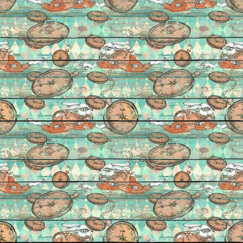 alice-in-wonderland-clocks-on-wood-fabric-blue