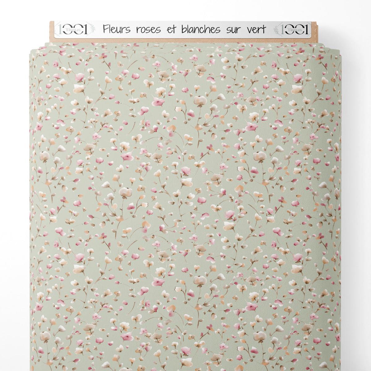 tissu-fleurs-roses-et-blanches-sur-vert