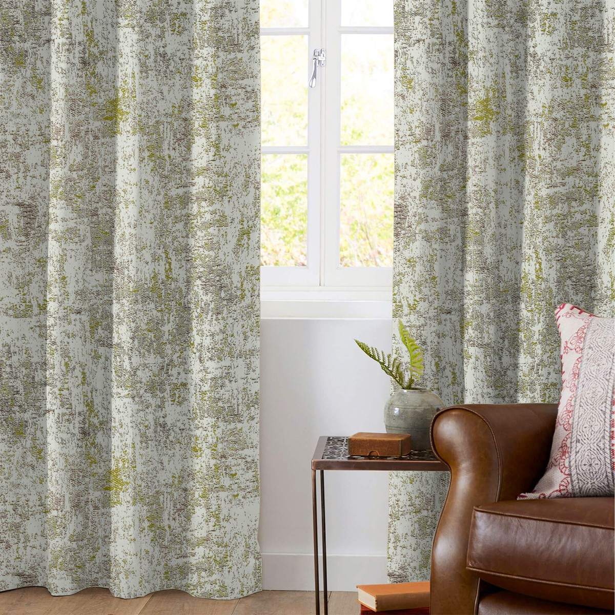 off-white-and-parrot-green-self-textured-jacquard-premium-curtain-fabric-width-48-inches