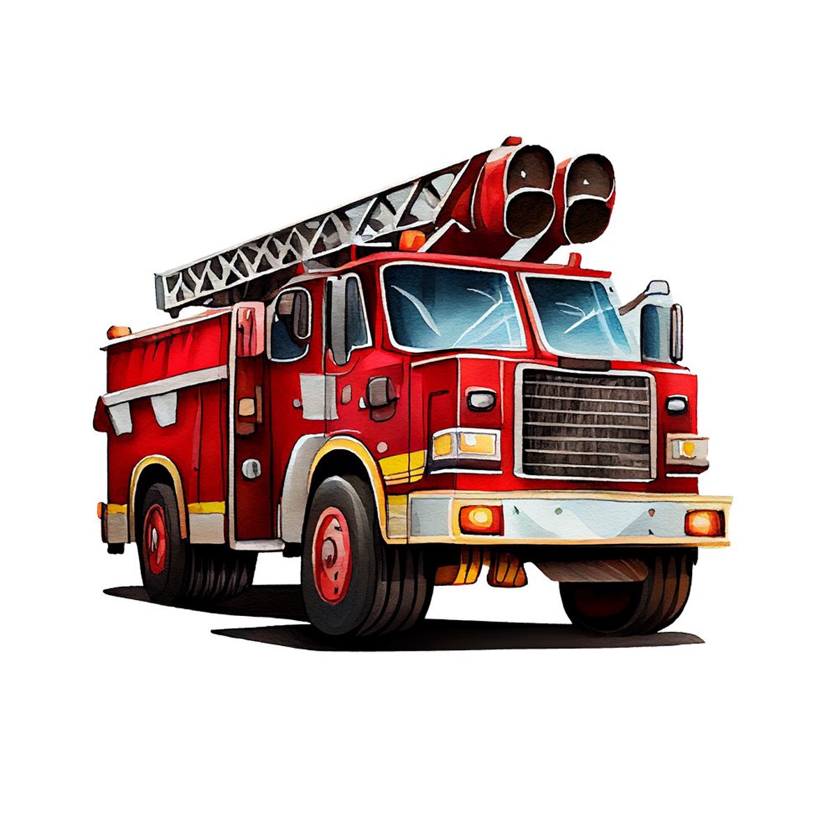 hand-painted-watercolor-fire-truck-3-fabric-panel