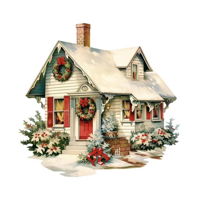 old-school-christmas-farm-house-8-fabric-panel