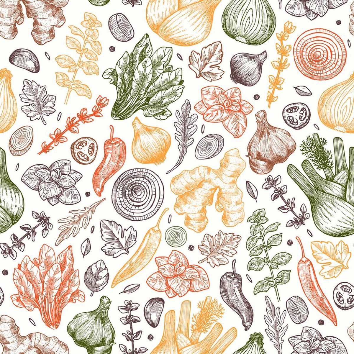 sketched-herbs-spices-fabric