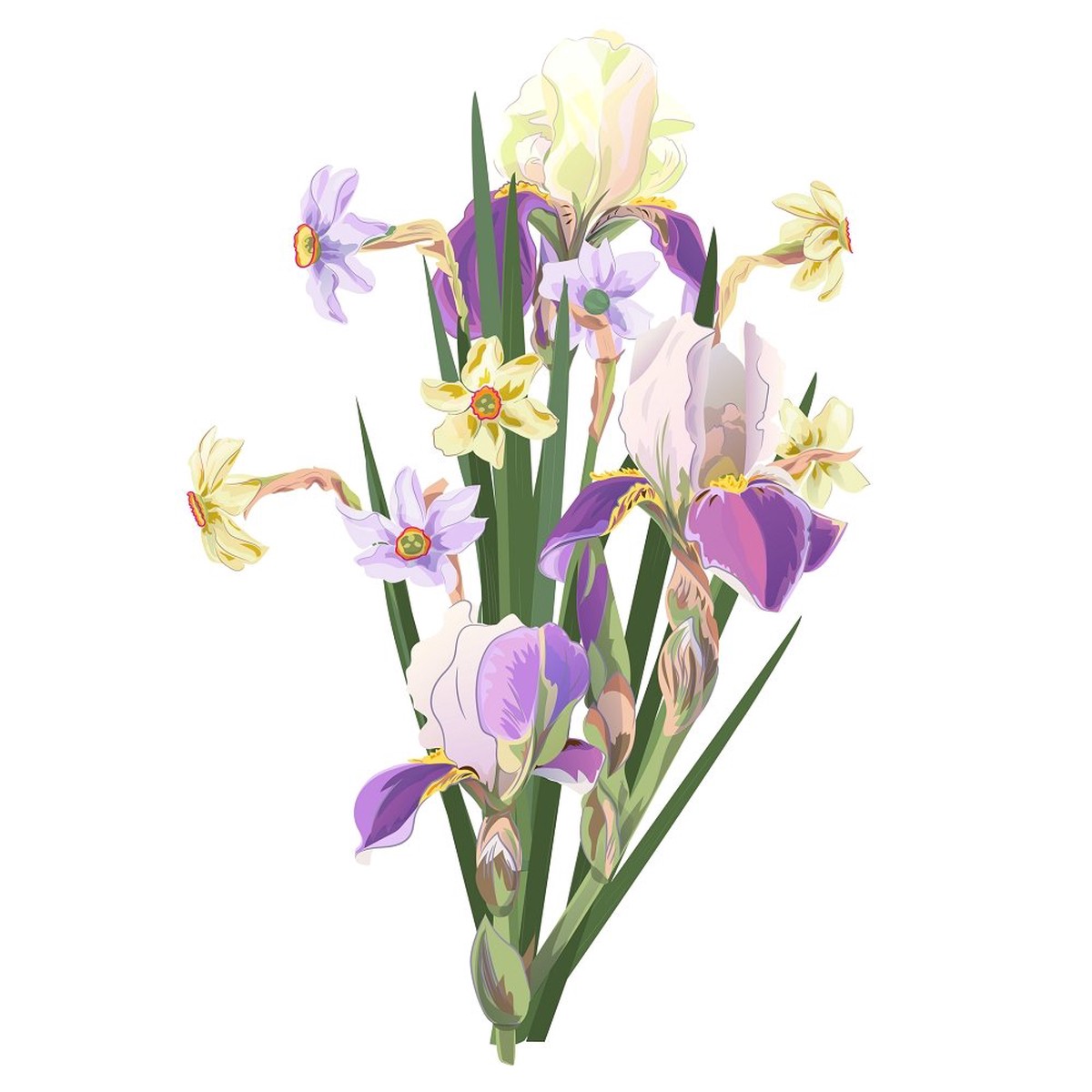 watercolor-iris-bouquet-fabric-panel-multi