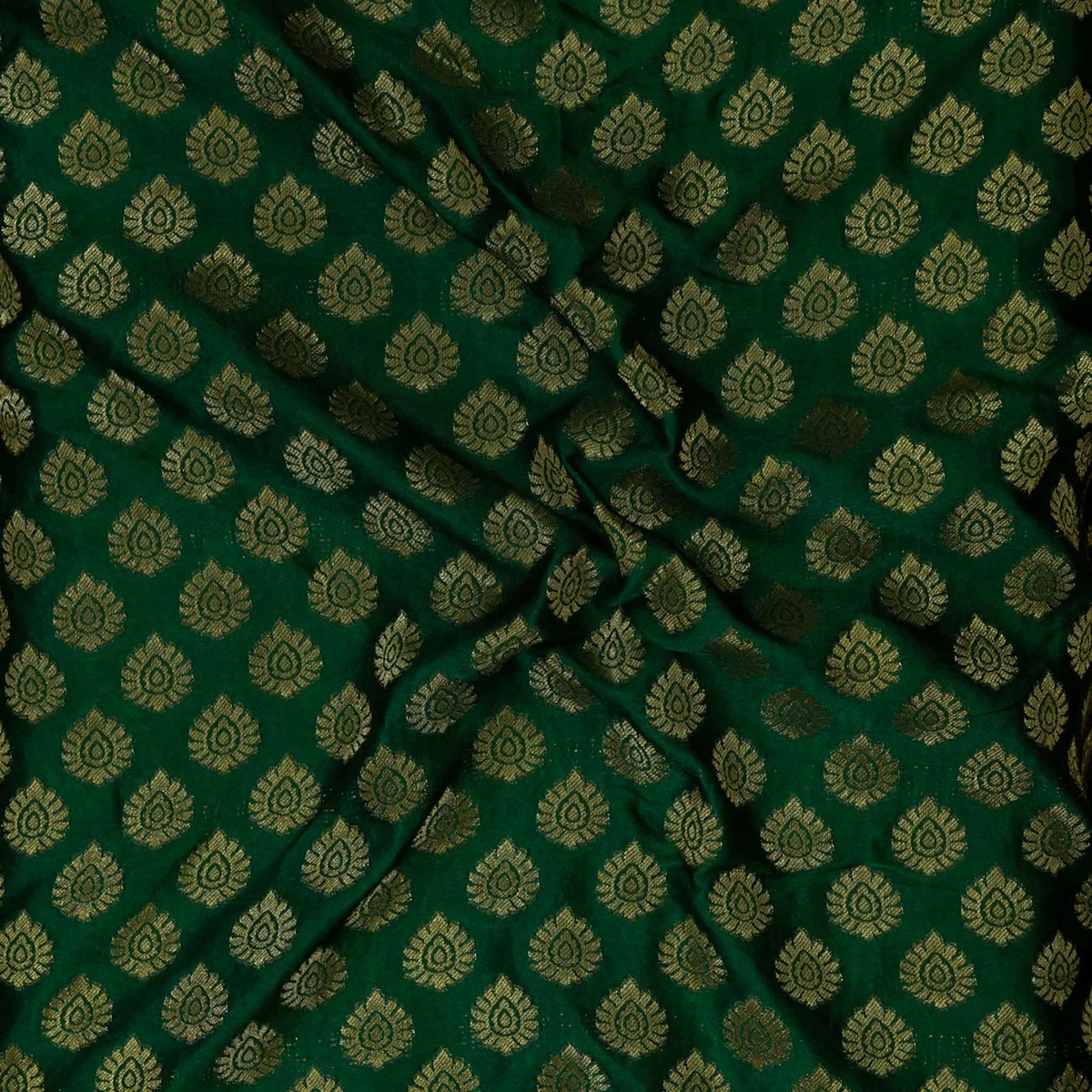 brocade-green-with-gold-butti-woven-fabric