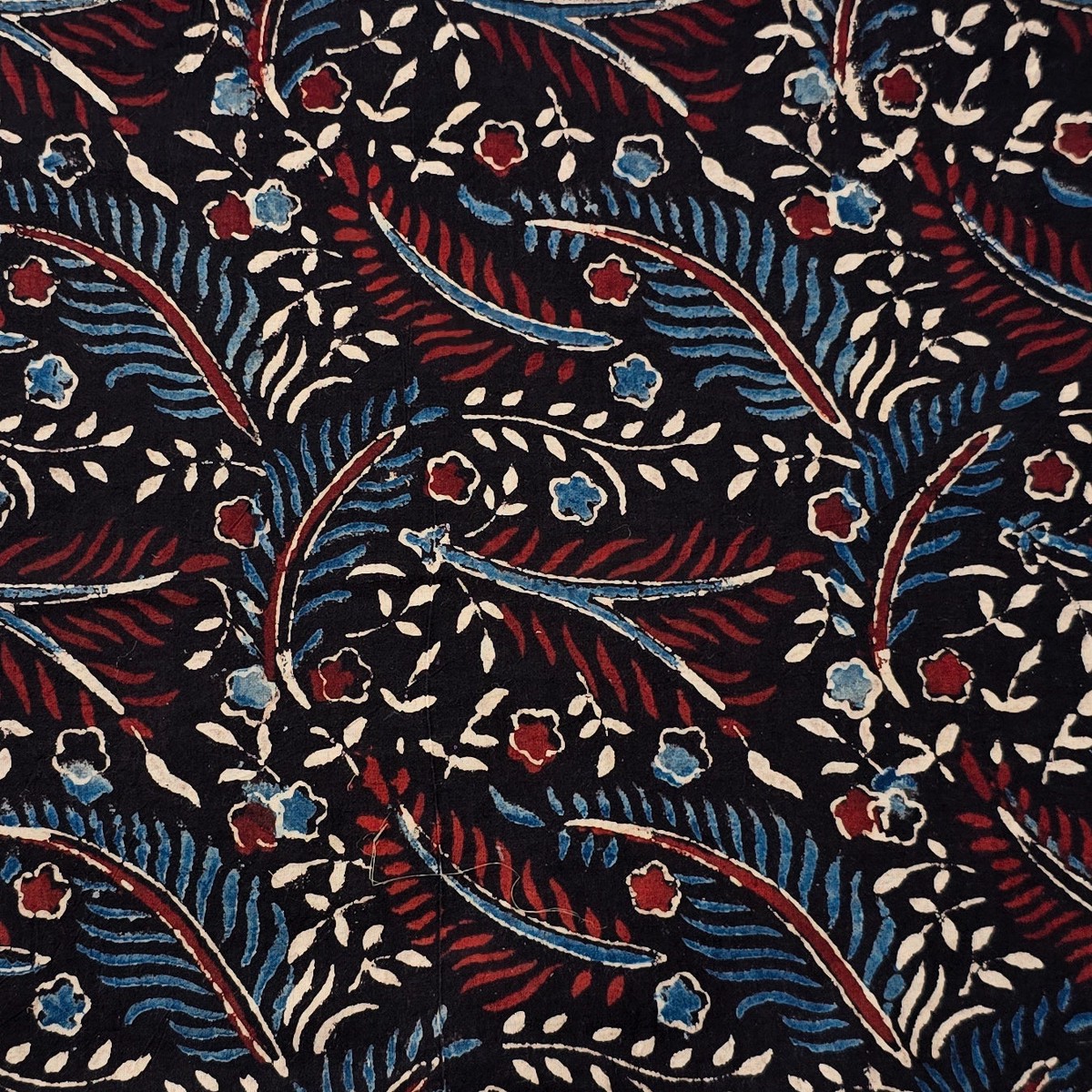 pure-cotton-ajrak-black-with-leaves-overlapping-hand-block-print-fabric