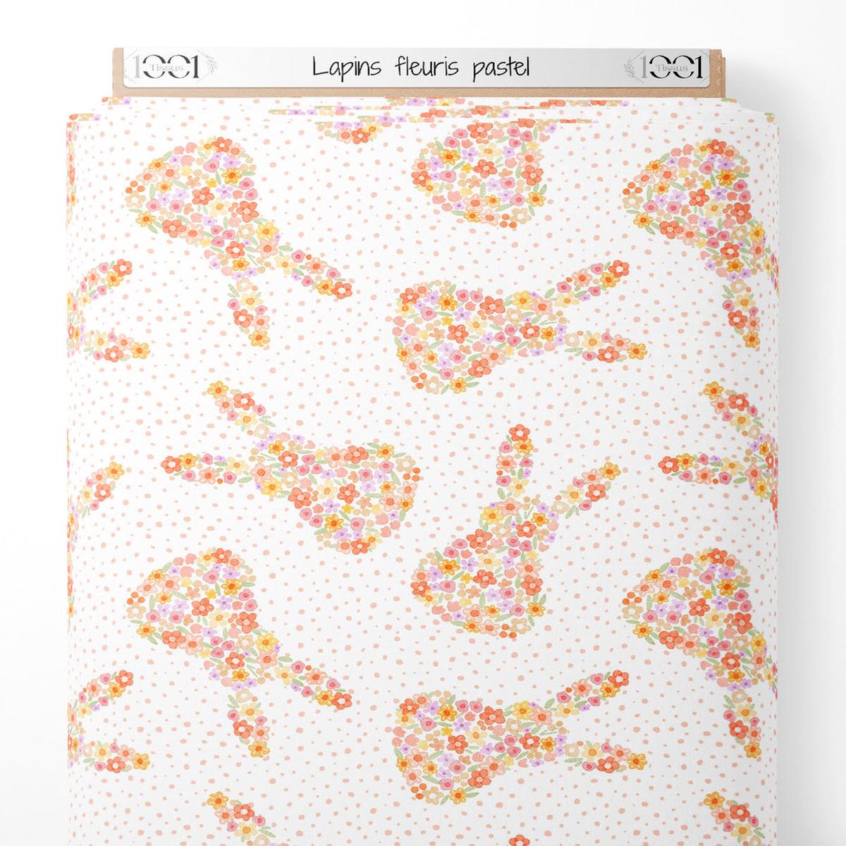tissu-lapins-fleuris-pastel