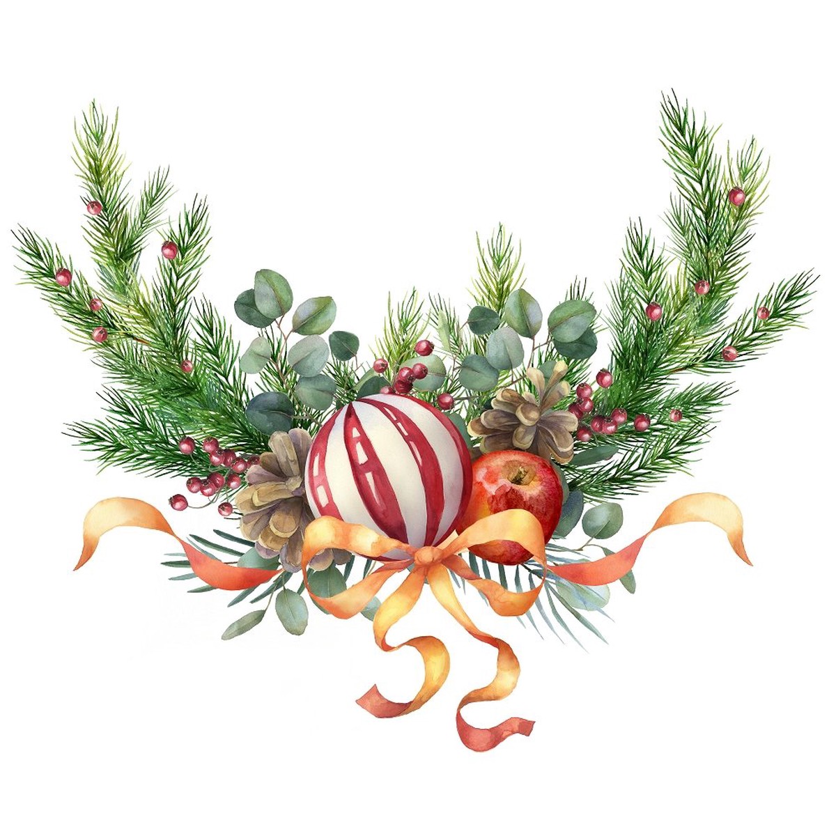 christmas-wreath-with-orange-bow-fabric-panel-white