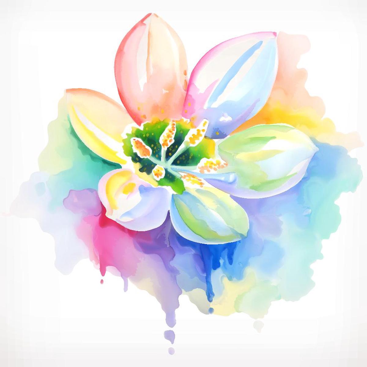colorful-watercolor-splash-floral-fabric-panel