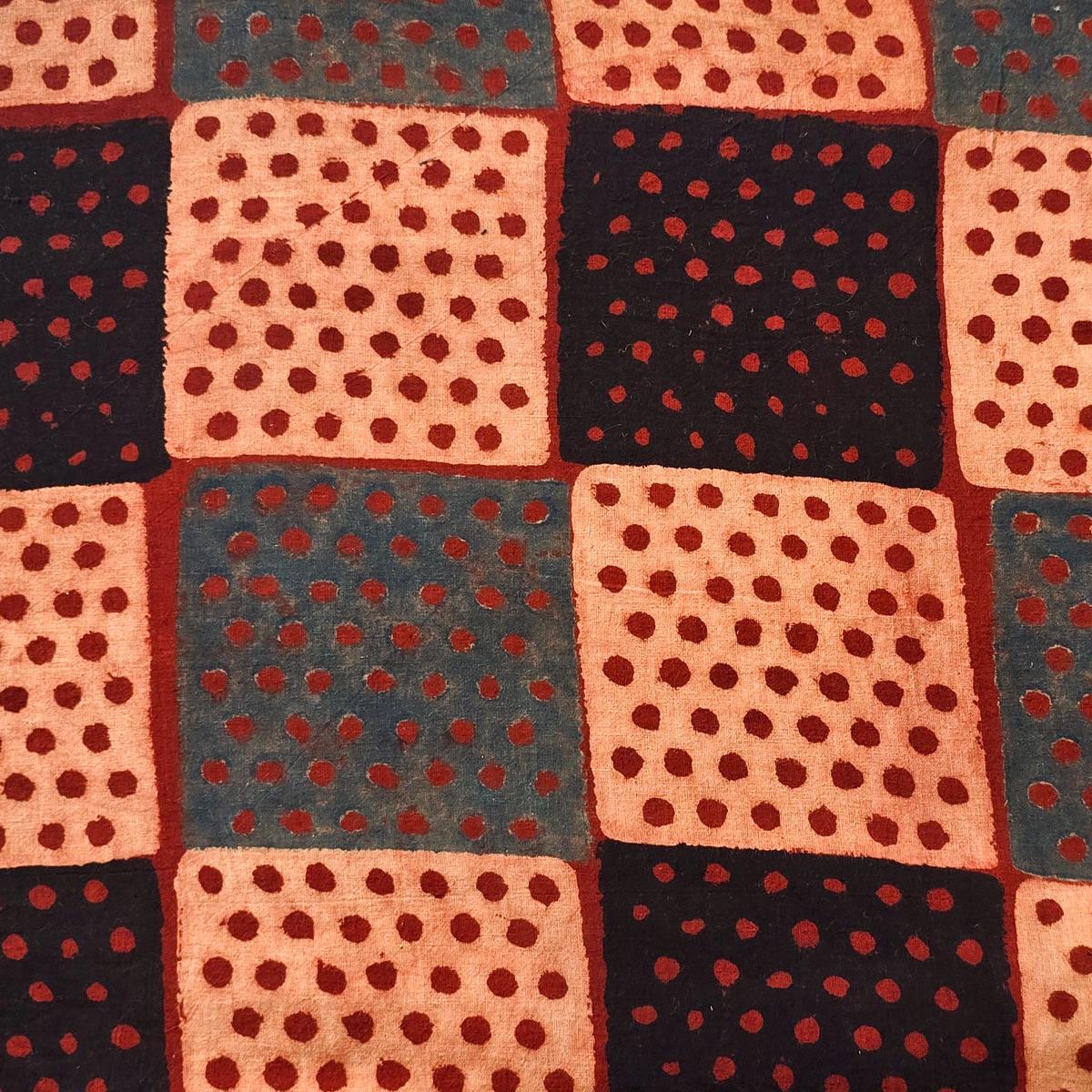 pure-cotton-ajrak-maroon-with-black-and-rust-blue-dotted-blocks-hand-block-print-fabric