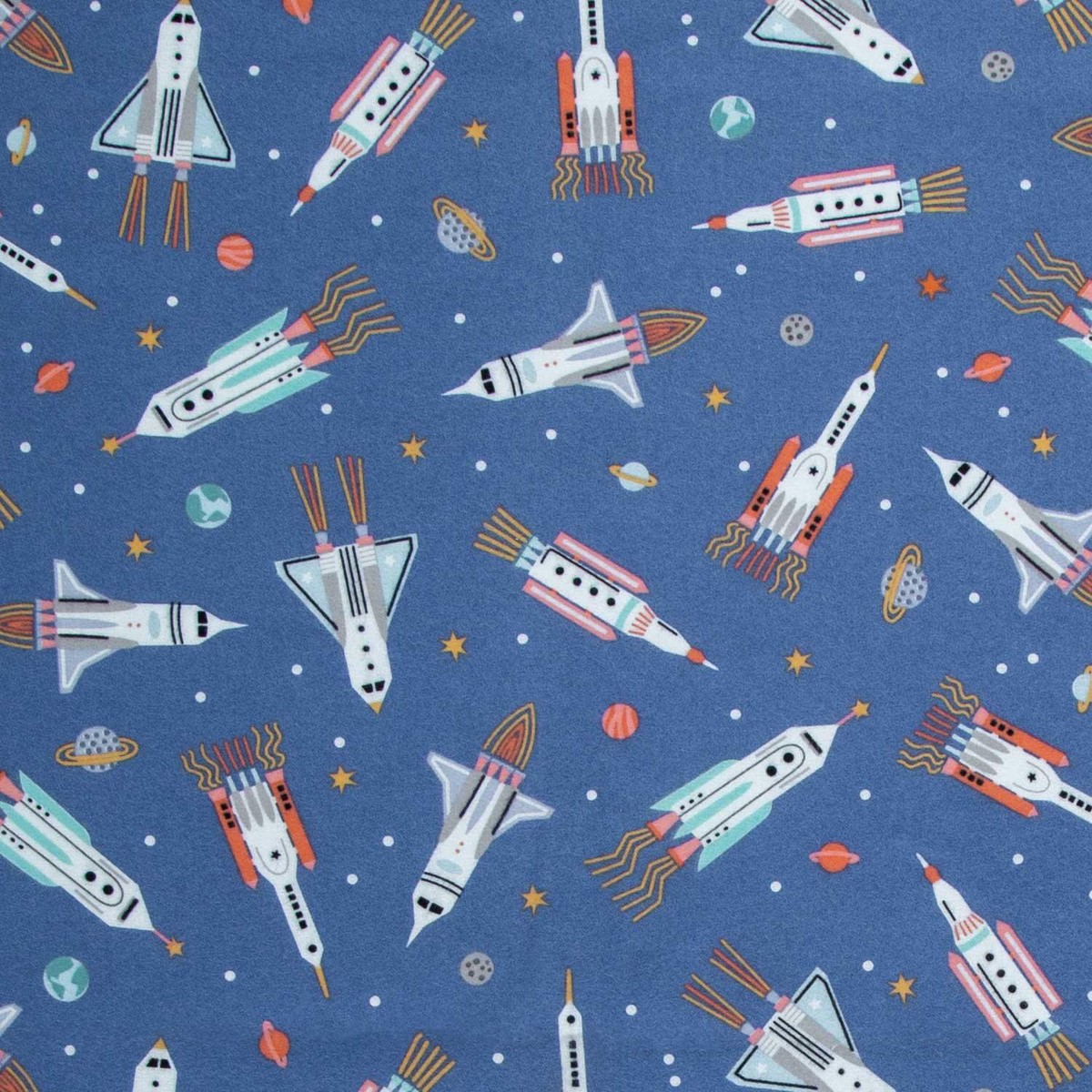 astrobots-flannel-rockets-cobalt-yardage