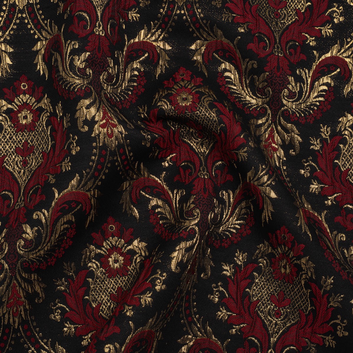 metallic-polyester-and-cotton-brocade-dark-red-gold-and-black-damask-designer-deadstock