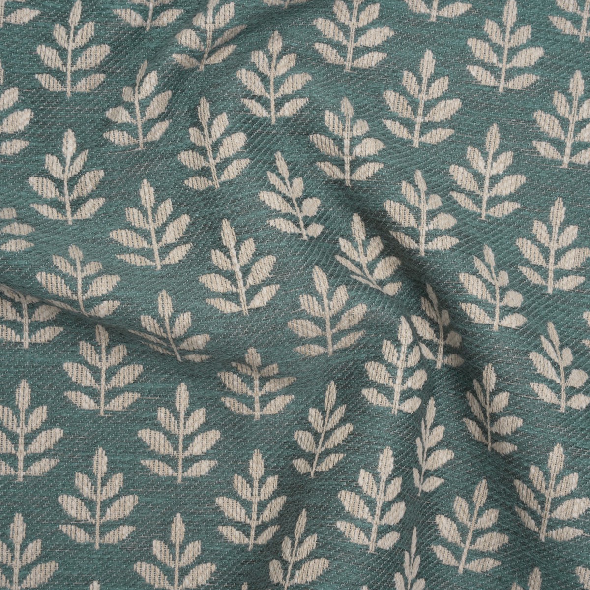 polyester-and-cotton-twill-jacquard-teal-lines-of-leaves-british-imported