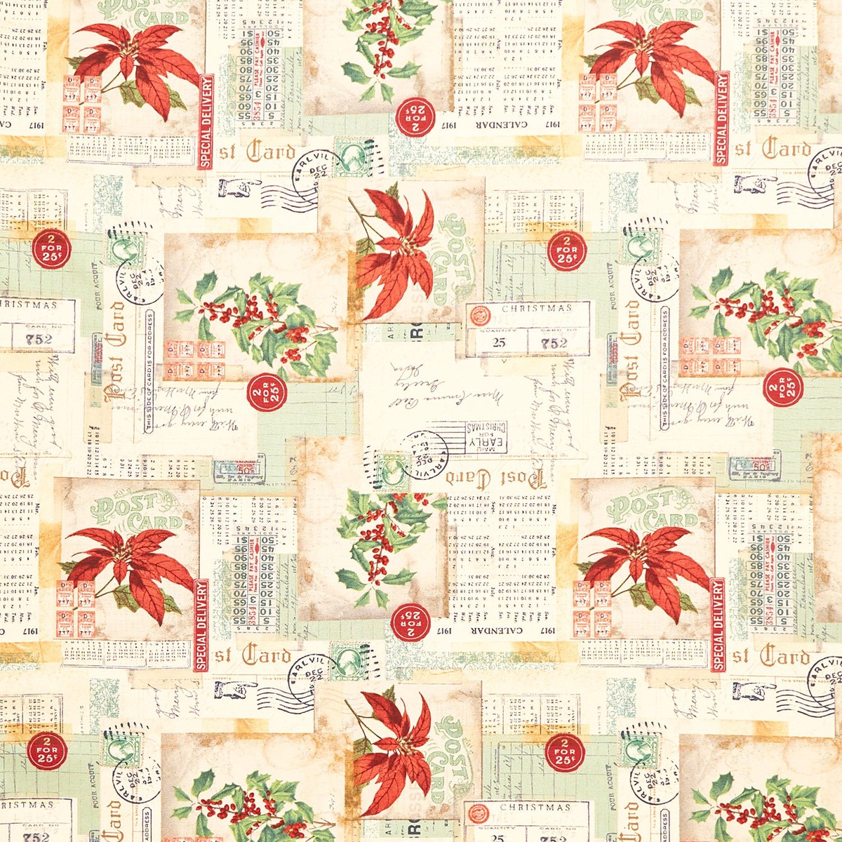 holidays-past-postcard-collage-multi-canvas-yardage