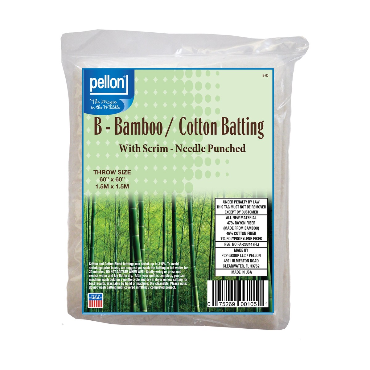 pellon-bamboo-cotton-batting-scrim-60-x-60-throw-size-package