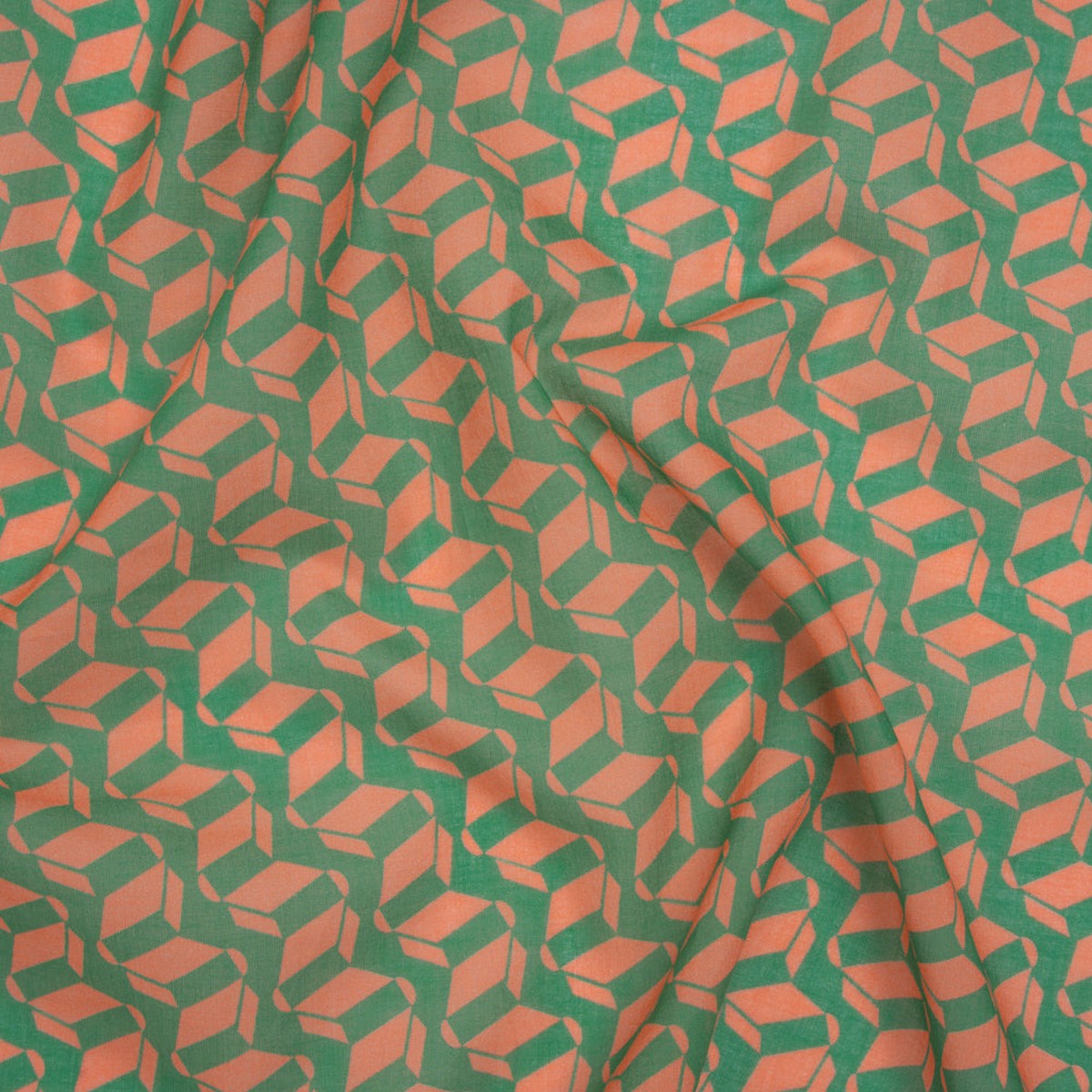 cotton-voile-print-kelly-green-and-peach-geometric-deadstock
