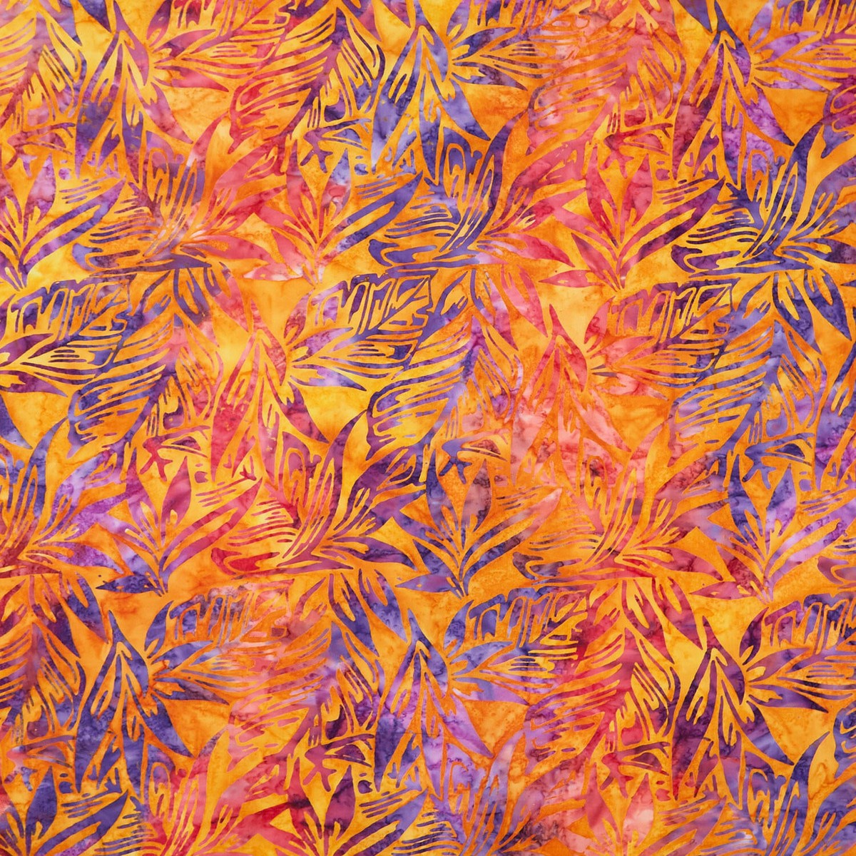 artisan-batiks-aloha-sunset-large-leaves-amber-yardage