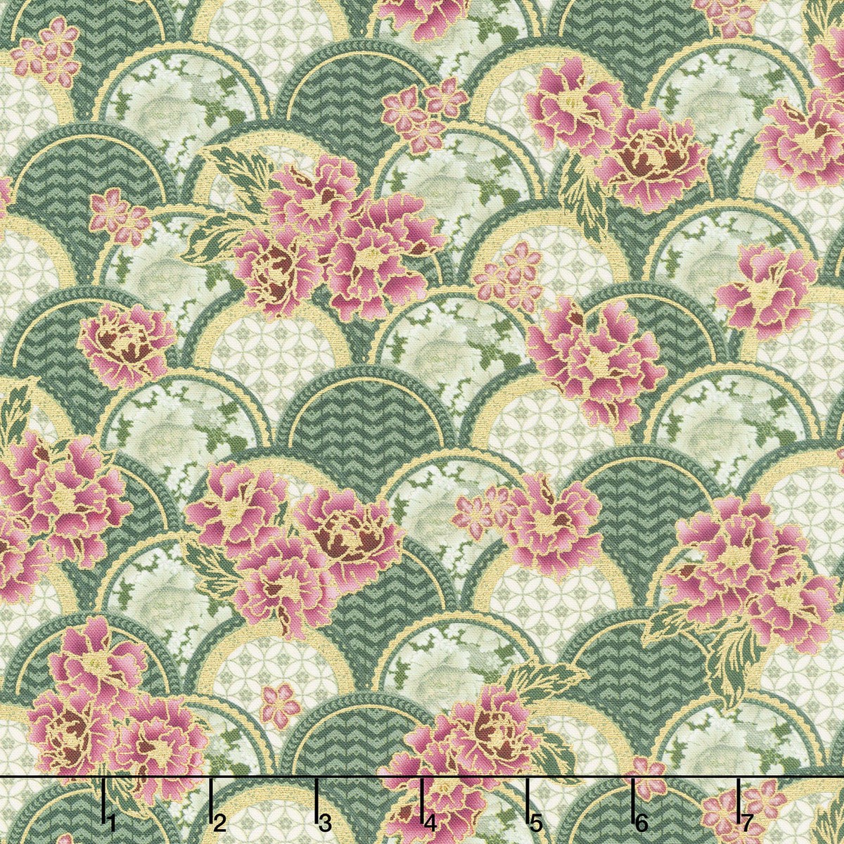 imperial-collections-graceful-cranes-flowers-scallop-design-jade-metallic-yardage