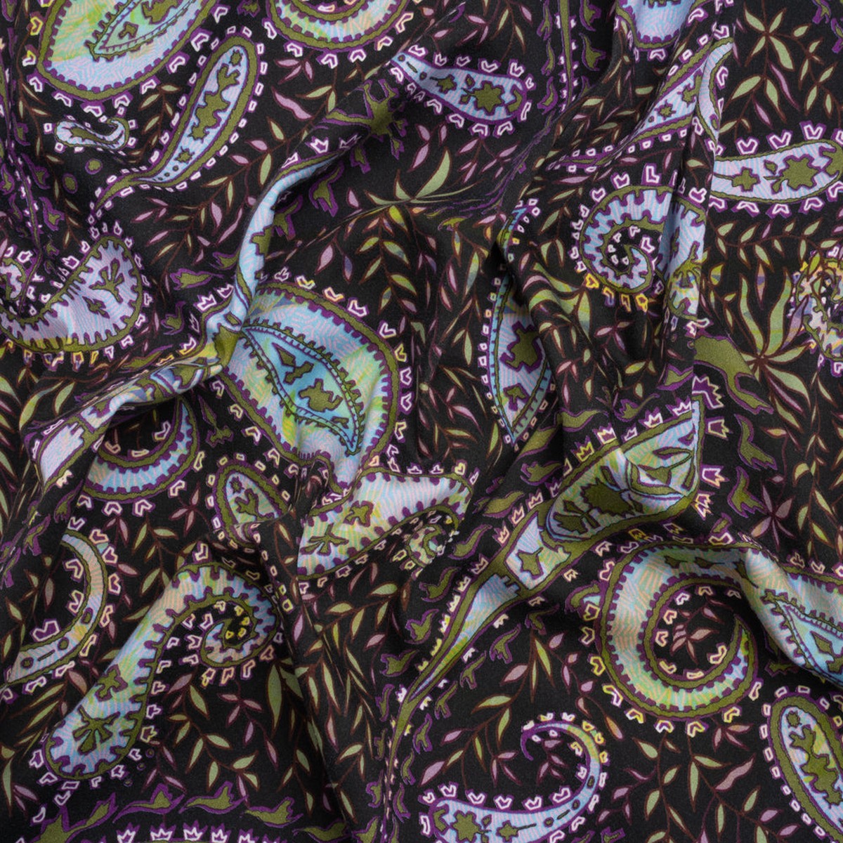 stretch-cotton-and-viscose-sateen-print-black-green-and-purple-paisley-and-leaves-mood-exclusive-leafy-life