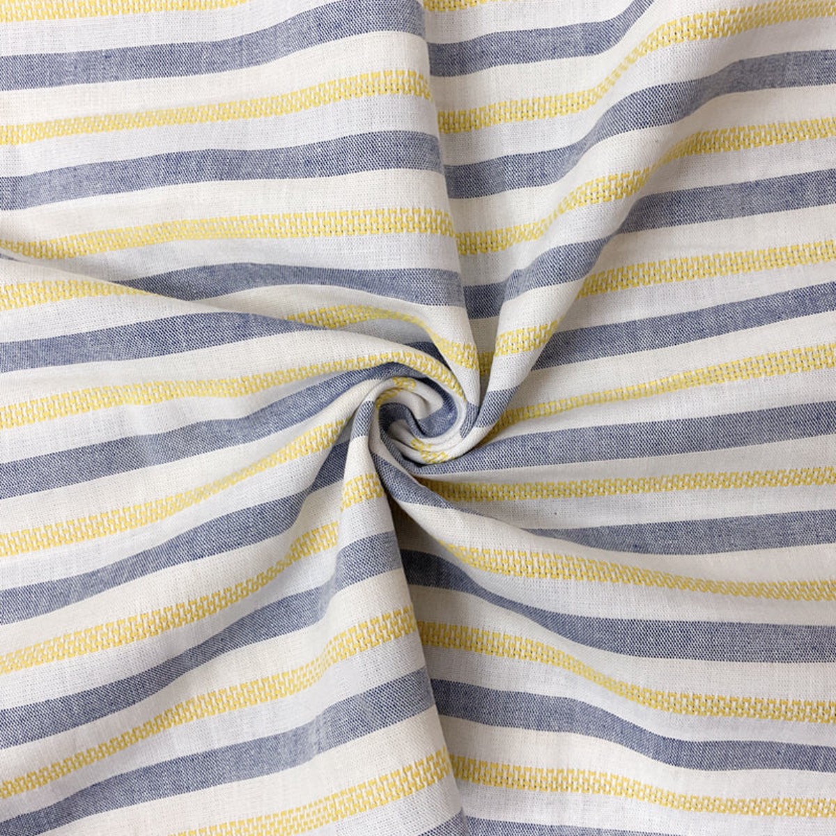 yellow-blue-white-cotton-stripe-dobby-woven-fabric