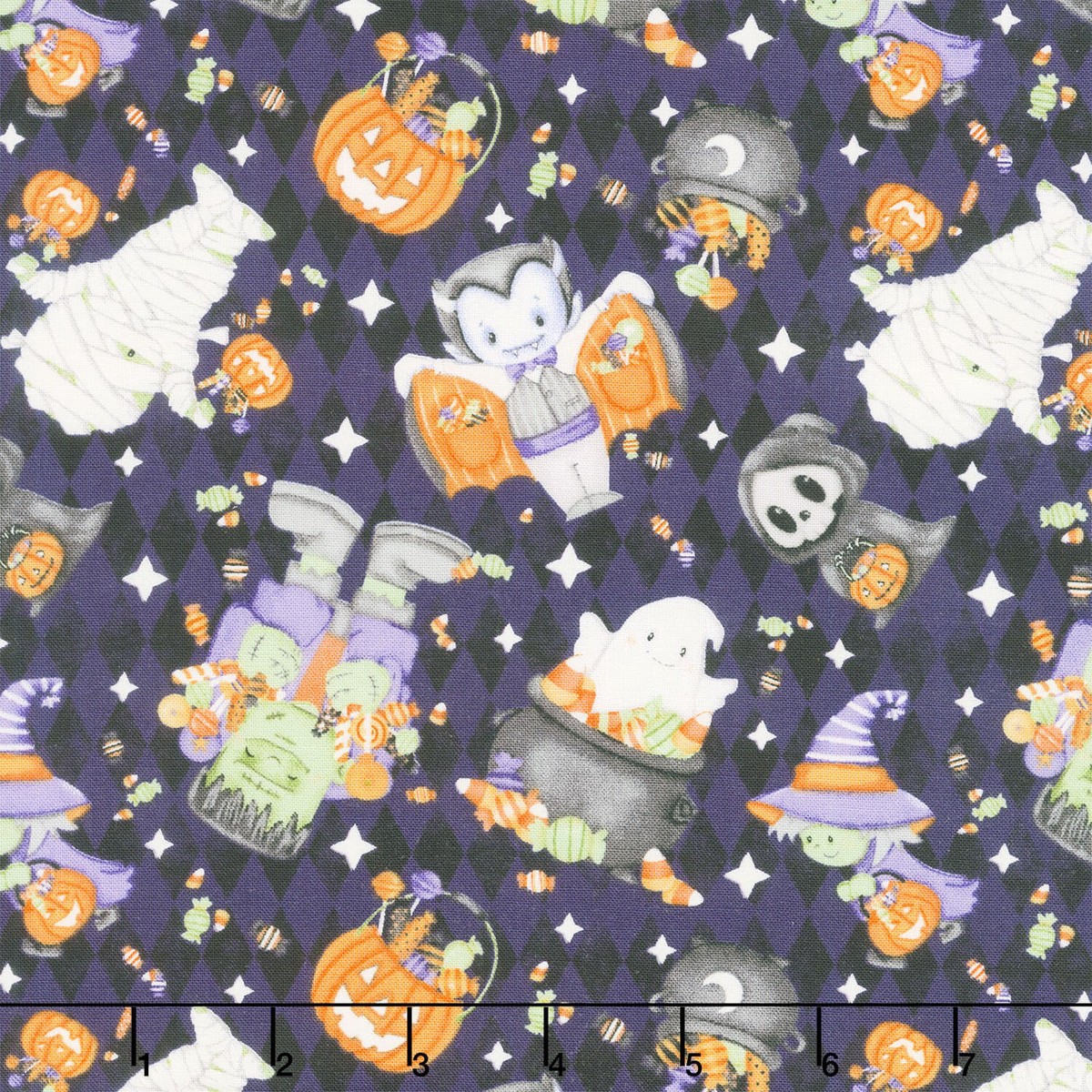moonlight-mischief-tossed-motifs-glow-in-the-dark-dark-purple-yardage