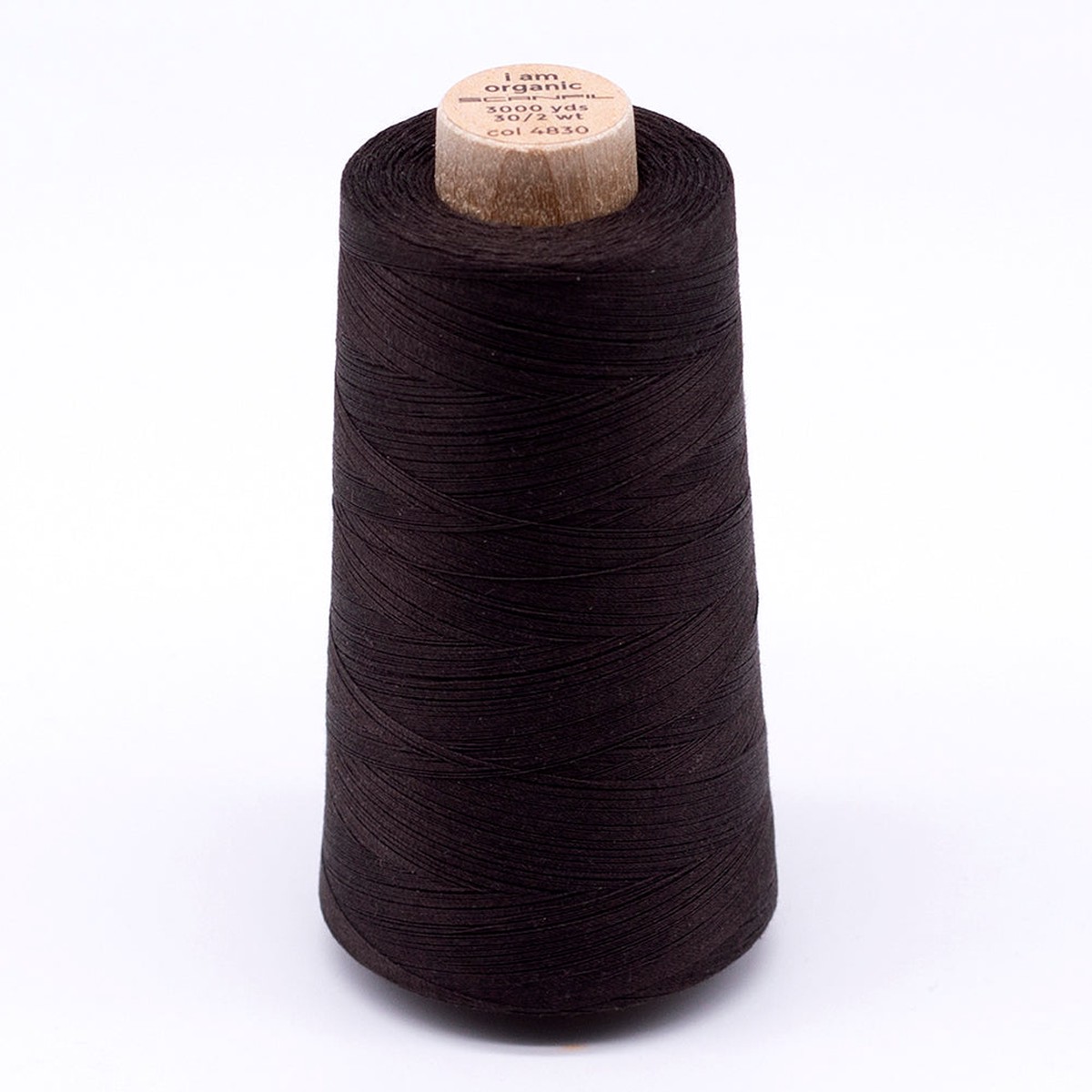 scanfil-30wt-organic-pima-cotton-thread-3000-yd-cone-4830-licorice