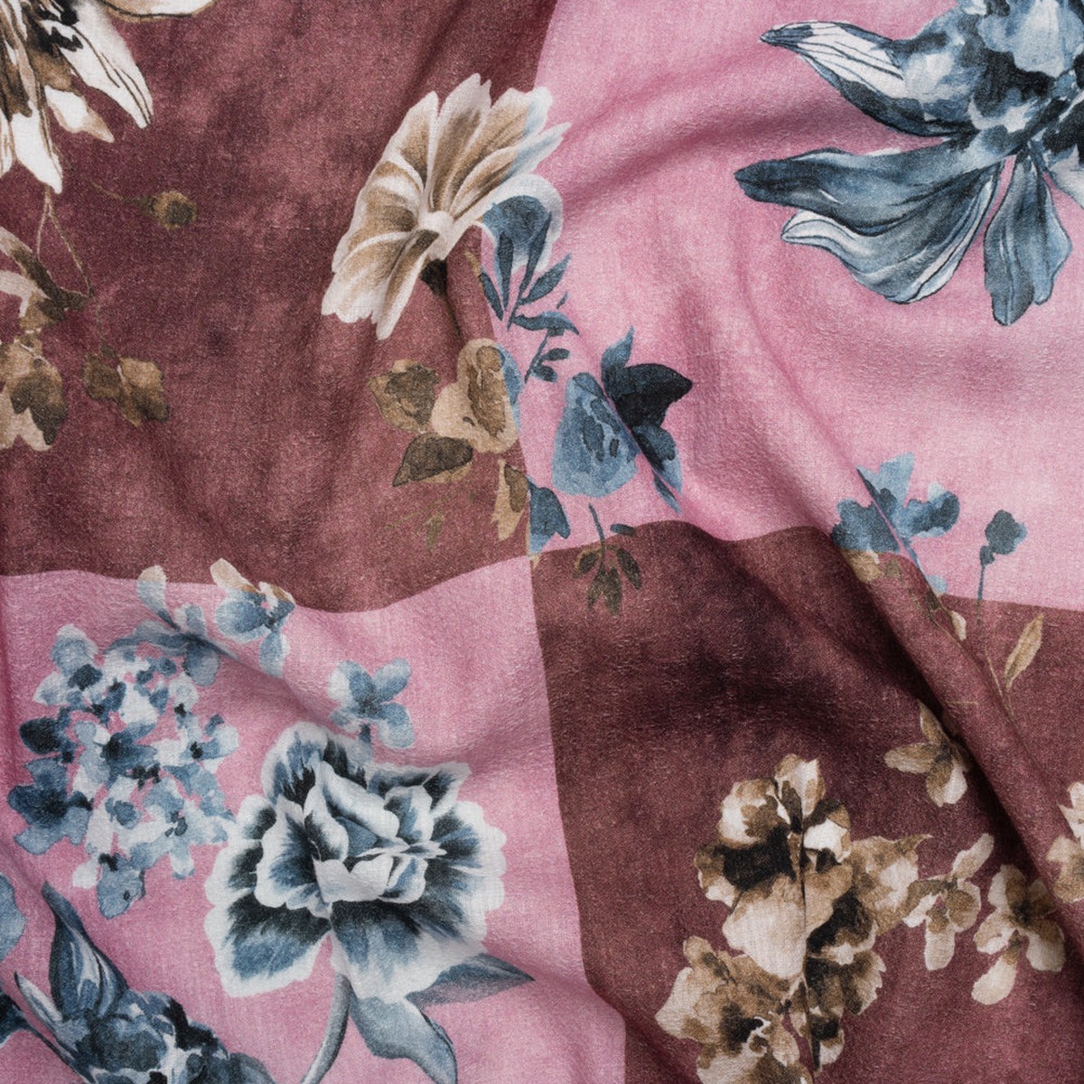 slubbed-gauzy-cotton-woven-rose-brown-and-blue-big-floral-checkerboard-mood-exclusive-checkerbloom-print