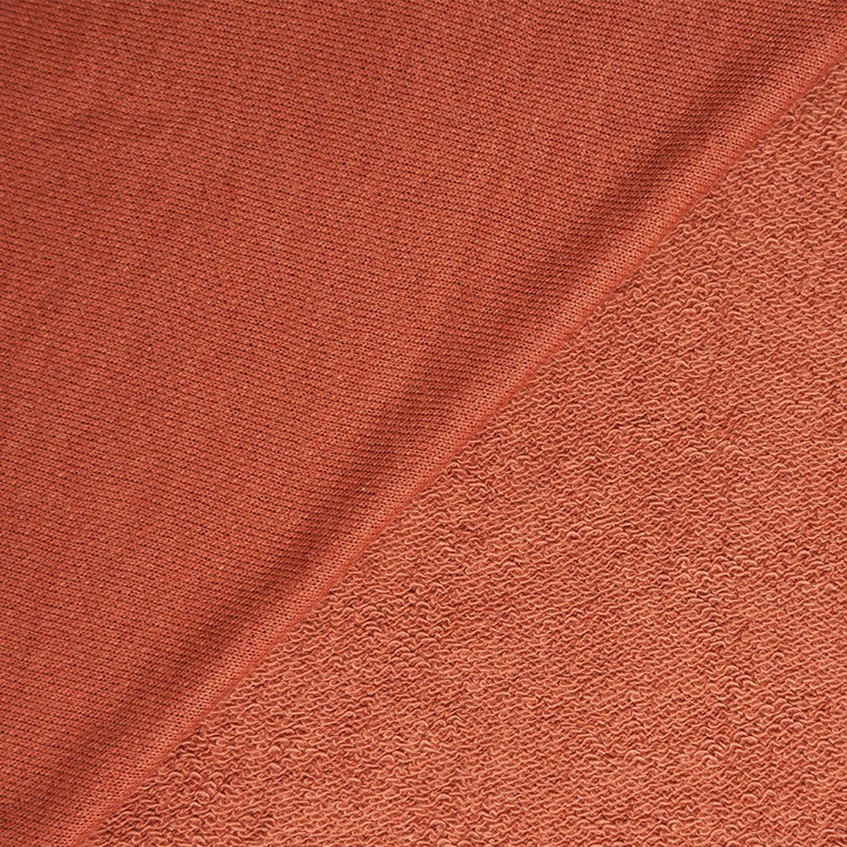 coral-orange-poly-blend-stretch-solid-terry-knit-fabric