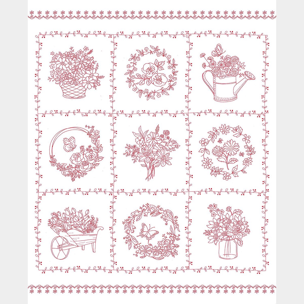 garden-redwork-redwork-floral-white-panel