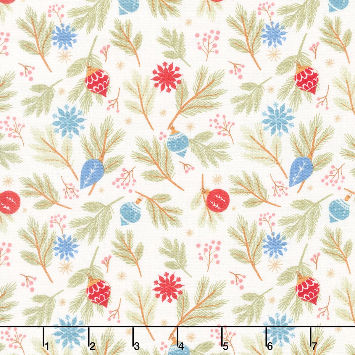 holly-jolly-calico-pine-bough-ornaments-ecru-yardage
