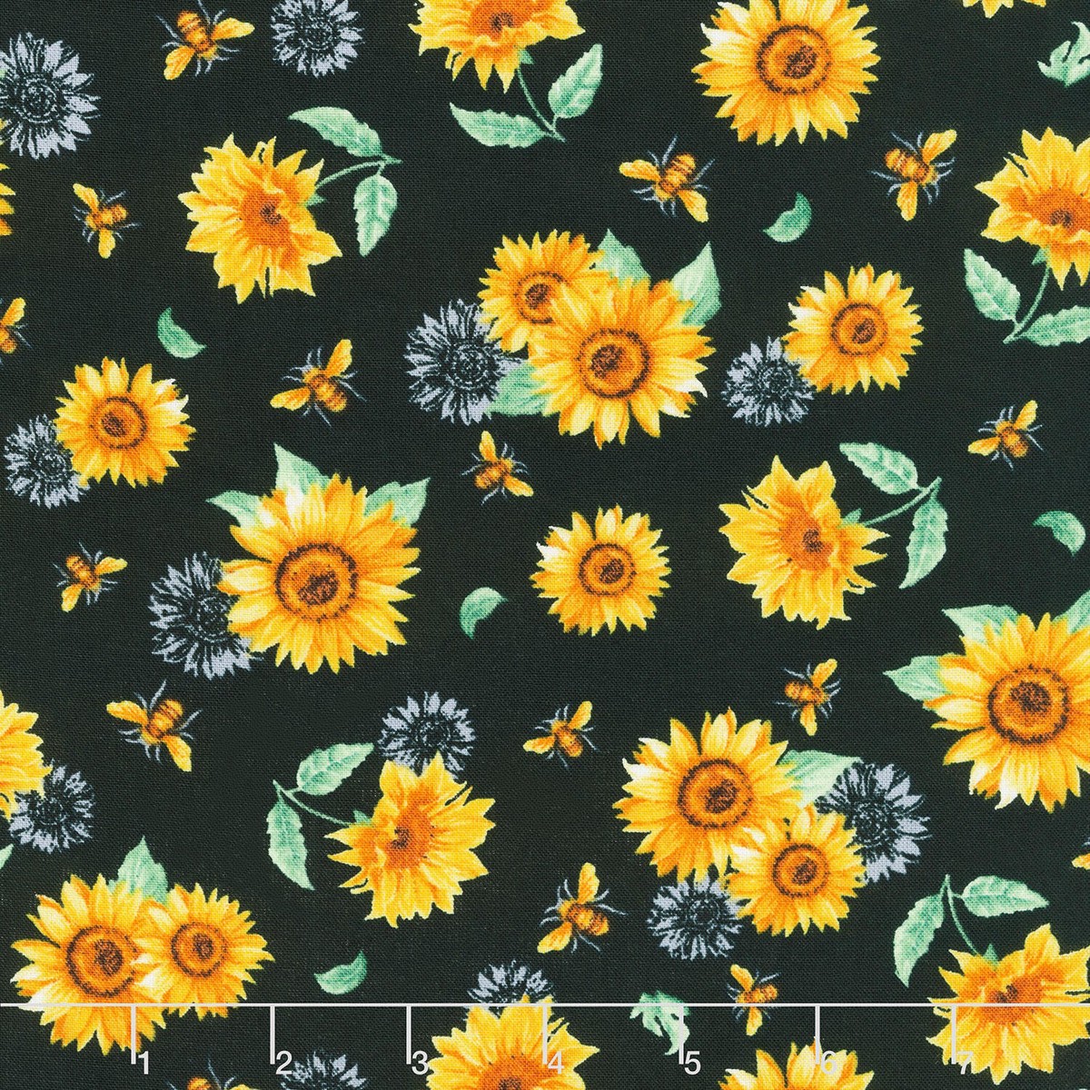 sunflowers-and-bees-black-yardage