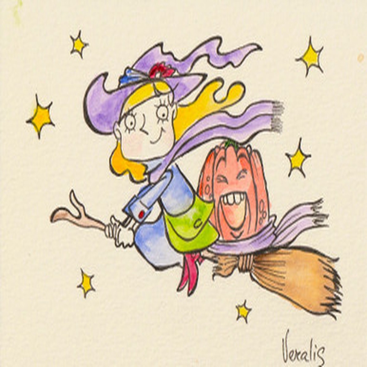 postcard-watercolor-painting-aquarelle-art-sketch-halloween-taxi