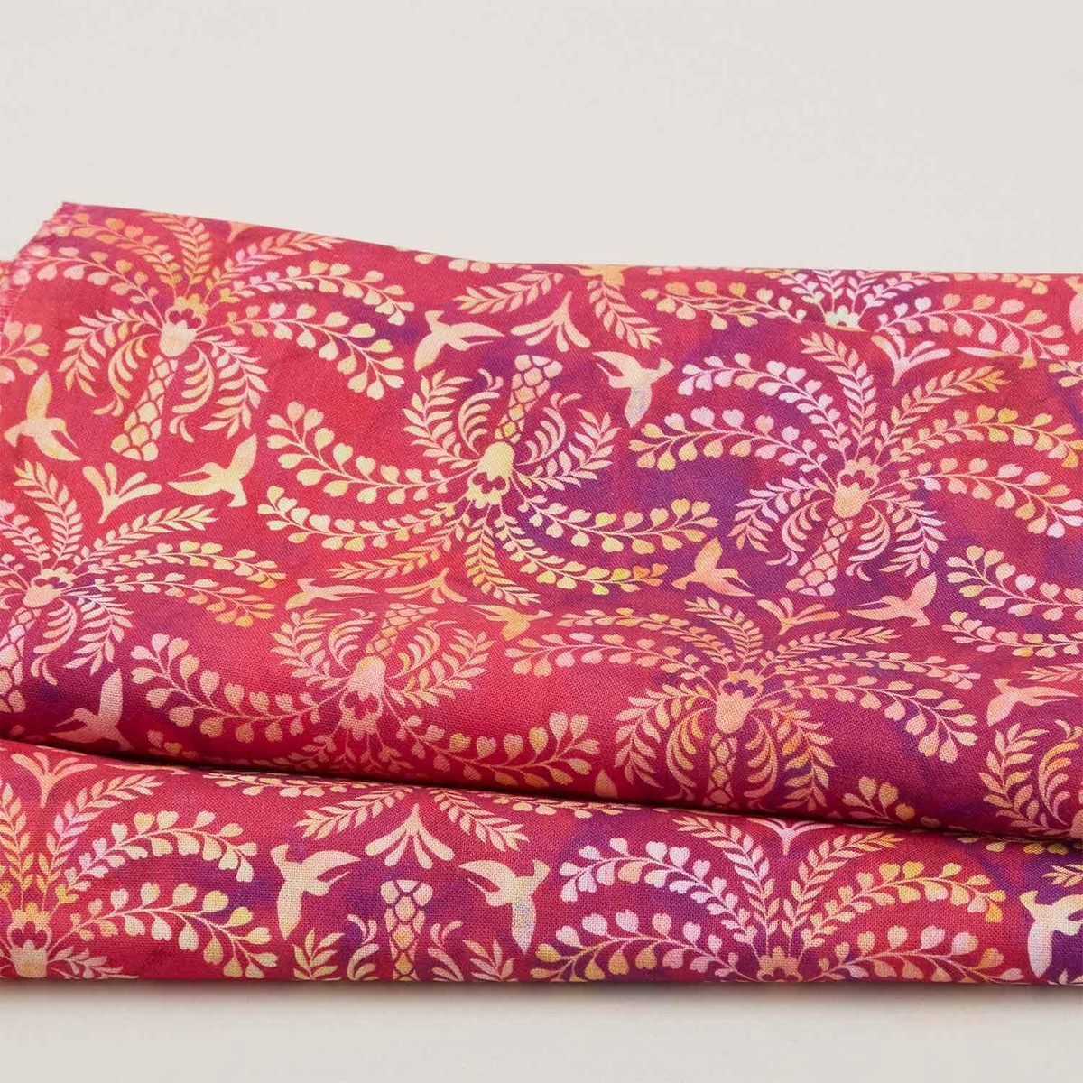 sunlit-hummingbirds-fuchsia-palm-trees-2-yard-cut