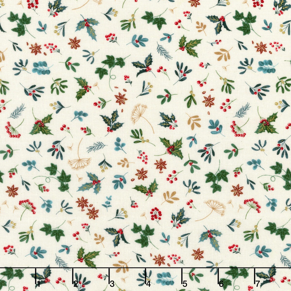 good-tidings-sprig-cream-metallic-yardage