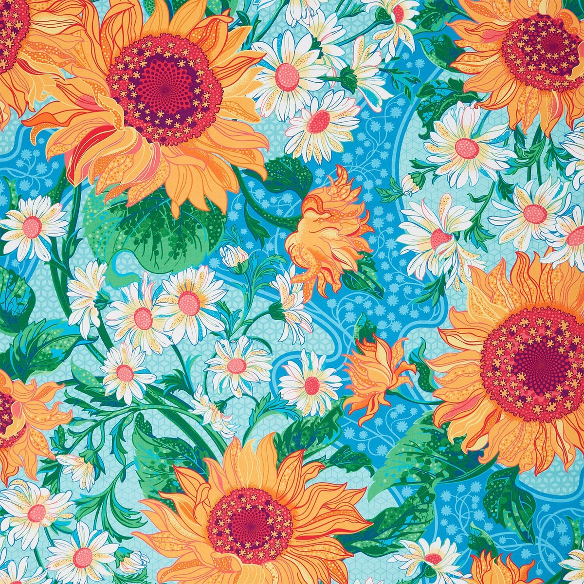 sunflower-sonata-sunflowers-aqua-yardage
