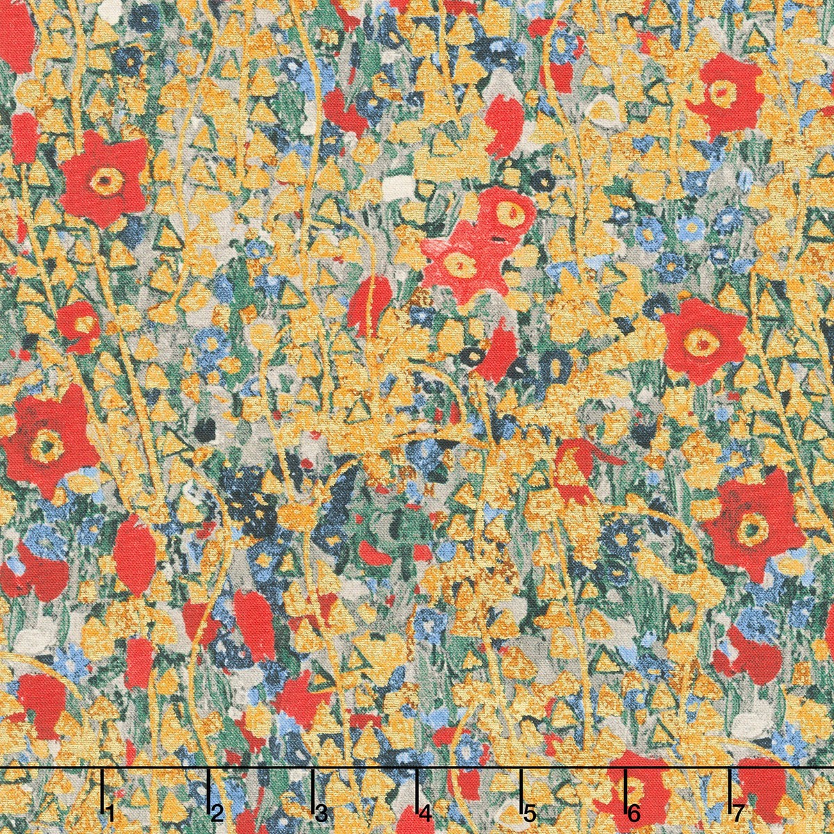 gustav-klimt-flowers-rose-metallic-yardage