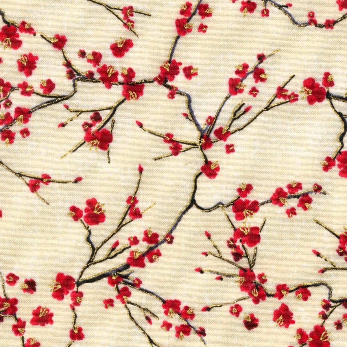 lotus-garden-cherry-blossom-branches-cream-metallic-yardage